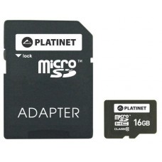 Карта памяти Platinet microSDHC 16Gb + Adapter (PMMSD1610)