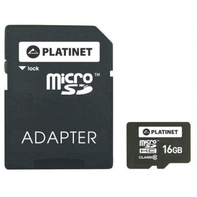 Сard de memorie Platinet microSDHC 16Gb + Adapter (PMMSD1610)