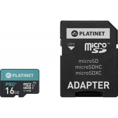 Карта памяти Platinet microSDHC 16Gb class10 U1 + Adapter (PMMSD16UI)