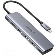 Разветвитель Ugreen USB-C to 3xUSB3.0-A HUB+HDMI+TF/SD Space Gray (70410)