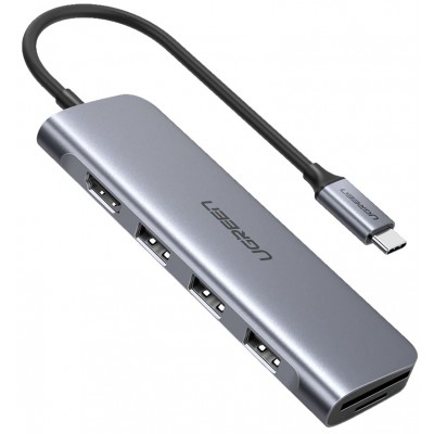 Разветвитель Ugreen USB-C to 3xUSB3.0-A HUB+HDMI+TF/SD Space Gray (70410)