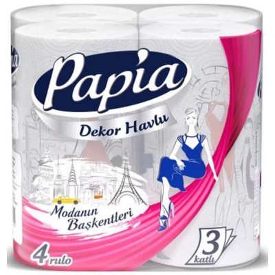 Бумажные полотенца Papia Fashion Decor 3 слоя 4 рулона