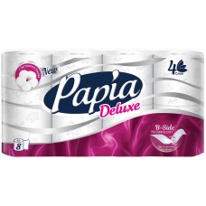 Туалетная бумага Papia Deluxe 4 слоя 8 рулонов