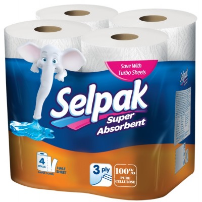 Prosoape de hirtie Selpak Super Absorbent 3 straturi 4 role