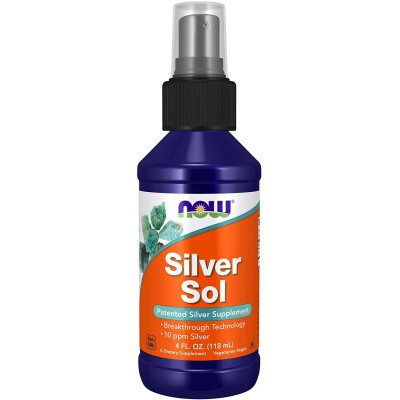 Apa argintie NOW Silver Sol 10ppm 118ml