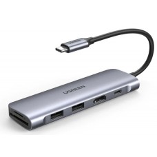 Док-станция UGreen USB-C to 2xUSB 3.0-A+HDMI+TF/SD Space Gray (70411)