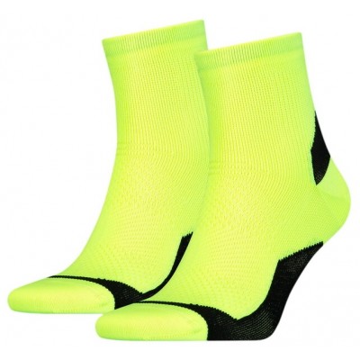 Ciorapi pentru bărbați Puma Elements Unisex Performance Run Quarter 2P Neon Yellow 35-38