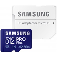 Карта памяти Samsung MicroSD PRO Plus 512Gb Class 10 UHS-I U3 +SD adapter (MB-MD512KA)