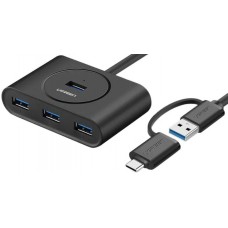 Разветвитель Ugreen USB 3.0 with USB-C Port CR113 1m Black (40850)