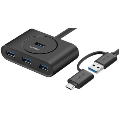 Разветвитель Ugreen USB 3.0 with USB-C Port CR113 1m Black (40850)