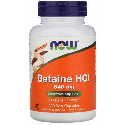 Vitamine NOW Betaine HCL 120cap