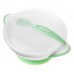 Набор мисочка с ложкой и крышкой Akuku A0504 White/Green Набор мисочка с ложкой и крышкой Akuku A0504 White/Green