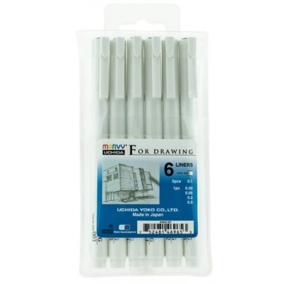 Liner grafic arhitect Marvy 6pcs (4600-6D)