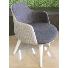 Fotoliu Papatya Case Wood Legs White/Upholstery grey/Beige