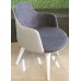 Fotoliu Papatya Case Wood Legs White/Upholstery grey/Beige