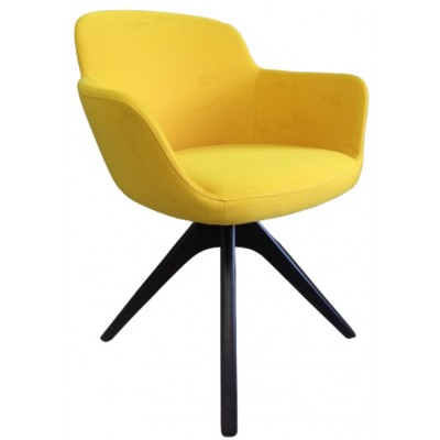 Fotoliu Papatya Njoy Swivel Wood Legs Wenge /Upholstery Light Yellow