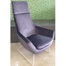 Fotoliu Papatya Rebecca With Head Metal Legs White /Upholstery Dark Grey