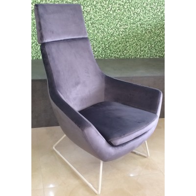 Кресло Papatya Rebecca With Head Metal Legs White /Upholstery Dark Grey