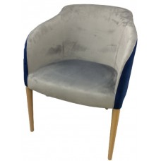 Fotoliu Papatya Saki Wood Natural /Upholstery Grey /Blue