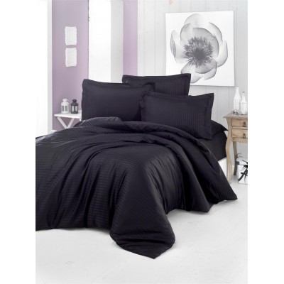 Lenjerie de pat Cottony Satin de Lux Stripe Black 2E (17369)