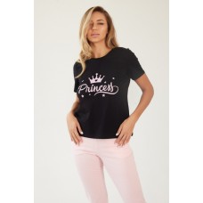 Pijama Ajoure T23543 Black Stripes Pink S