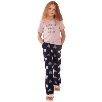 Pijamale pentru copii Ajoure TF23543 Powder Print Hearts 10-11