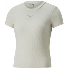 Женская футболка Puma Classics Ribbed Slim Tee Beige L