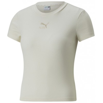 Женская футболка Puma Classics Ribbed Slim Tee Beige L