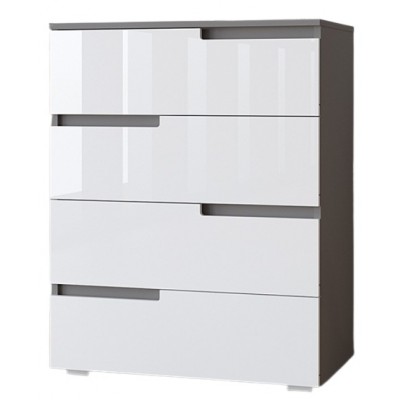 Comodă Yasen Sky MDF 700 4S Grafit Gri/Alb Luciu