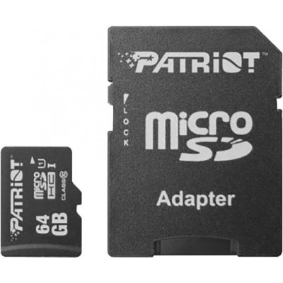 Карта памяти Patriot 64Gb LX Series Class10 U1 UHS-I + SD adapter (PSF64GMCSDXC10)