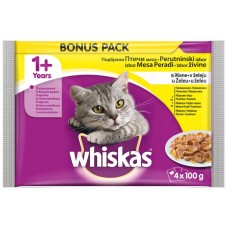 Hrană umedă pentru pisici Whiskas Adult Poultry in Jelly 4x100g