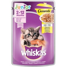 Hrană umedă pentru pisici Whiskas Junior Chicken in Jelly 28x85g