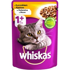 Hrană umedă pentru pisici Whiskas Chicken in Jelly 28x85g