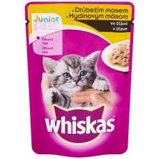 Hrană umedă pentru pisici Whiskas Junior Poultry in Sauce 24x100g