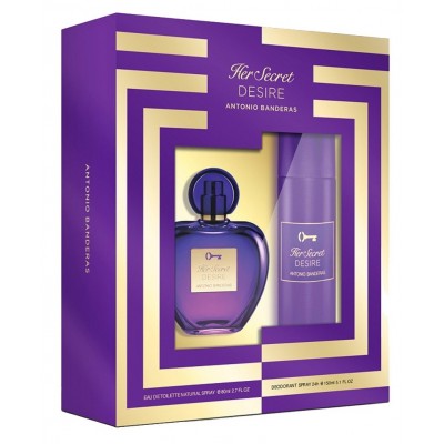 Парфюмерный набор для неё Antonio Banderas Her Secret Desire EDT 80ml + Deo Spray 150ml