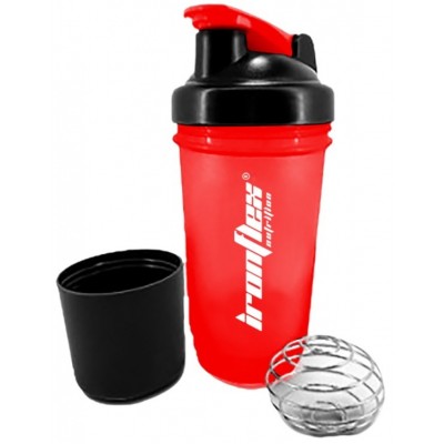 Shaker pentru nutriție sportivă IronFlex Premium Shaker Red 500ml