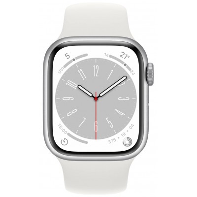 Smartwatch Apple Watch Series 8 45mm Silver Aluminium Case with White Sport Band (MP6N3)