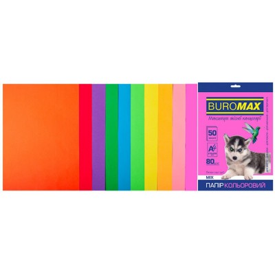 Цветная бумага Buromax Neon+Intensive A4 50pcs (BM.2721850-99)