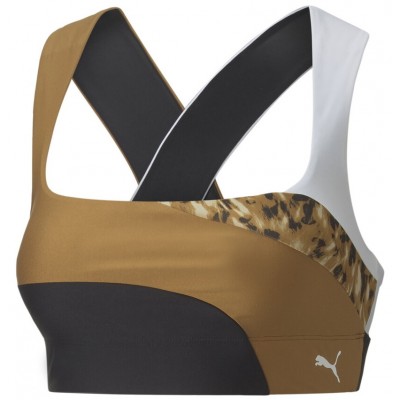 Топ Puma Mid Impact Safari Glam Bra Puma Black/Desert Tan/Fur Real Print XS