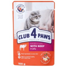 Hrană umedă pentru pisici Клуб4лапы Adult Cats with Beef in Jelly 0.1kg 24pcs