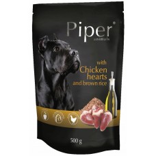 Hrană umedă pentru câini Dolina Noteci Piper Chicken Hearts & Brown Rice 10x500g