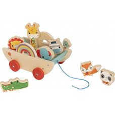 Jucarie de impins si tras Fisher Price Wooden Pull Along Cart (72031A)