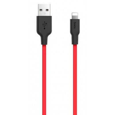 Cablu USB Hoco X21 Silicone Lightning Black/Red