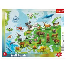 Puzzle Trefl 25 Europe Map with Animals (31397)