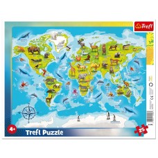 Пазл Trefl 25 World map with Animals (31396)