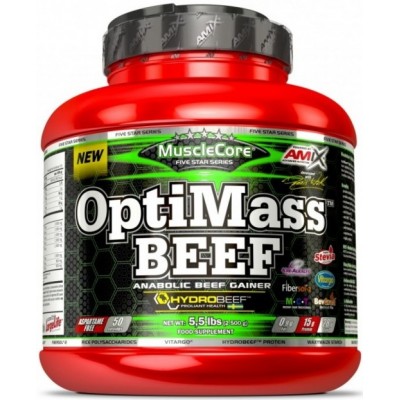 Гейнер Amix OptiMass Beef 2500g Double Fudge Chocolate