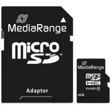 Карта памяти MediaRange microSDHC Class 10 + SD adapter 4Gb (MR956)