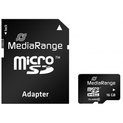 Карта памяти MediaRange microSDHC Class 10 + SD adapter 16Gb (MR958)