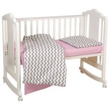 Детское постельное белье Polini Kids Зигзаг 120х60 Серо/Розовый