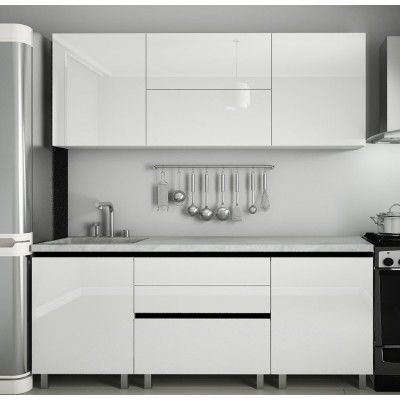 Кухонный гарнитур Bafimob Gola-1 Glass (High Gloss) 2.0m White
